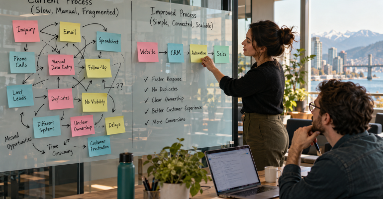 Marketing specialist connecting search visibility and website inquiries to CRM lead tracking.